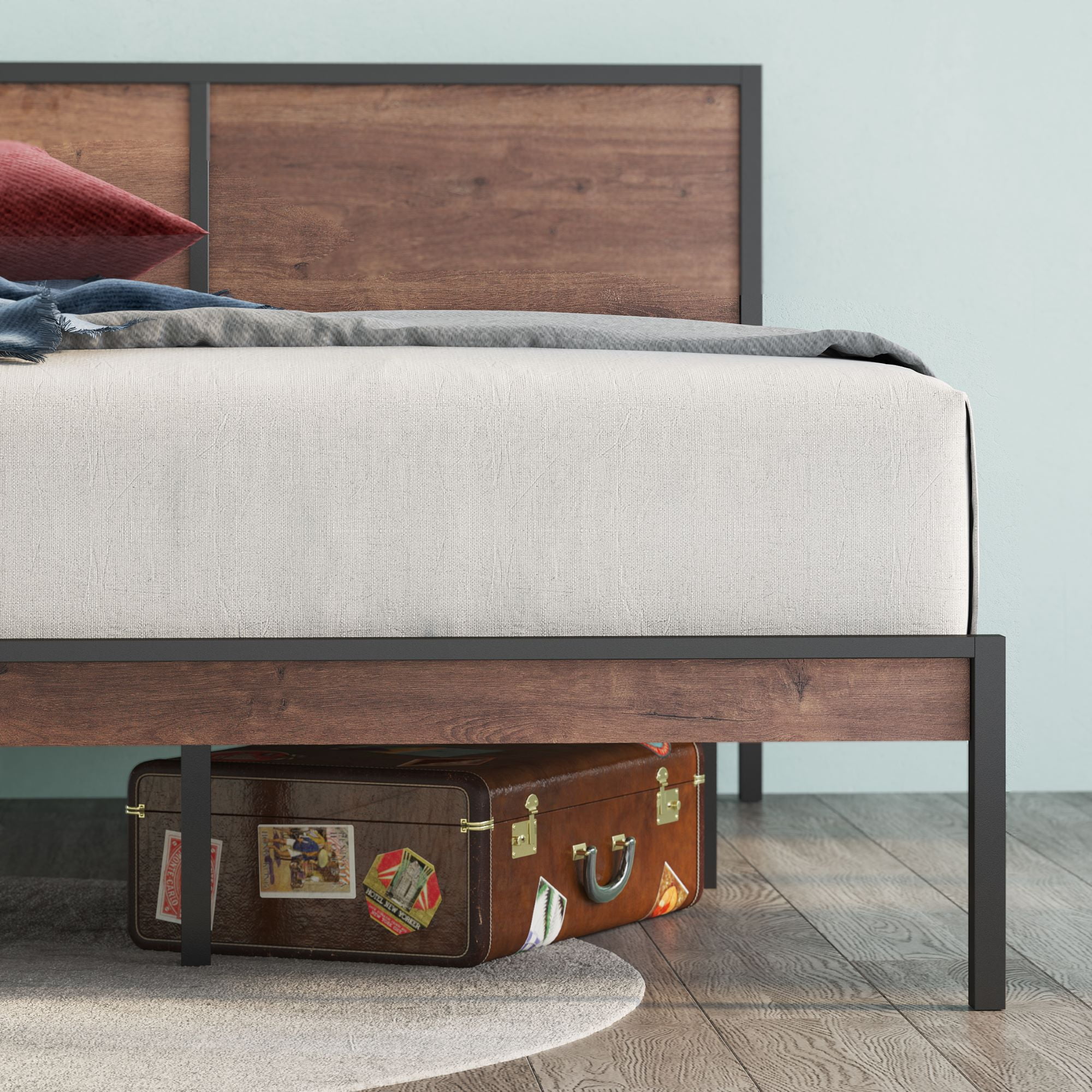Zinus Mory 37" Metal Platform Bed Frame with Split Headboard, Queen