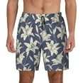 thumbnail image 3 of Uemuo Lilies Flowers Pattern Mens Swim Trunks Quick Dry Board Shorts with Mesh Lining, Stretch Beach Shorts Quick Dry No-Chafing Board Shorts-Medium, 3 of 9