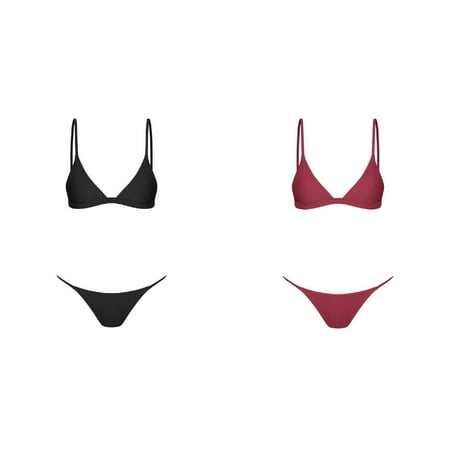 (2-Pack) Kcodviy Brazilian Bikini Set Bandage Junior Swimsuit Top Beachwear Women Swimwear Push Swimming Shorts Up Bandeau Swimsuit Swimwears Sunflower Two Cute Outfit Women Tankinis Set