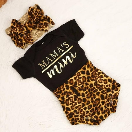 

Canrulo Newborn Infant Baby Girl Leopard Clothes Jumpsuit Romper Bodysuit +Pants Outfits Black 12-18 Months