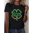 thumbnail image 1 of T-Shirt Graphique Trèfle & Crayon "Lucky Teacher" pour Femmes - Mélange Polyester Confortable, Col Rond, Manches Courtes, Tissu Extensible - Idéal pour Célébrations de la Saint-Patrick Fête des Pères, Fête des Mères, Nouveau, 1 of 7