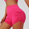 thumbnail image 2 of felwors High Waisted Yoga Shorts Ruched Drawstring Tummy Control Lifting Athletic Running Hot Pink for Size S, 2 of 5