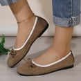thumbnail image 6 of Miqool Bowknot Ballet Flats for Women Casual Flat Shoes Flock Round Toe Soft Sole Slip On Loafers Indoor Outdoor Comfortable Shoes, 6 of 9