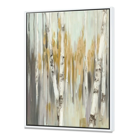Designart ' Silver and Yellow Birch Forest ' Cottage Framed Canvas