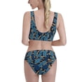 thumbnail image 3 of Picia Blue Leaves A Women's High Waisted Bikini Scoop Neck Swimsuit Two Pieces Bathing Suit-Medium, 3 of 8