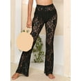 thumbnail image 4 of Women Rave Mesh Sheer Pants High Waist Floral See Through Lace Wide Leg Trousers, 4 of 6