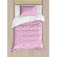 thumbnail image 1 of Baby Duvet Cover Set Twin Size, Bows and Bootes Buttons Ribbon Infant Elements Birthday Theme on Tartan Display, Decorative 2 Piece Bedding Set with 1 Pillow Sham, Pale Pink Mauve, by Ambesonne, 1 of 3
