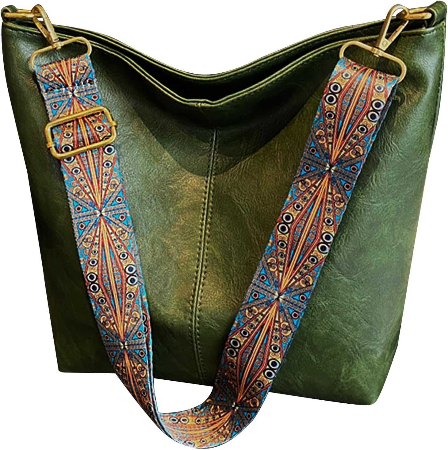 LinYooLi Hobo Bags for Women Crossbody Handbags Guitar Strap Shoulder Bucket Bag Vegan Leather Purse Trendy Boho Tote Purses