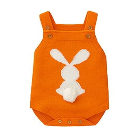 

Dr.Eam Infant Bodysuits Boys And Girls Knit Sweater Cute Cartoon Bunny Easter Fart Jacket Onesies Outerwear Orange 12 M-18 M
