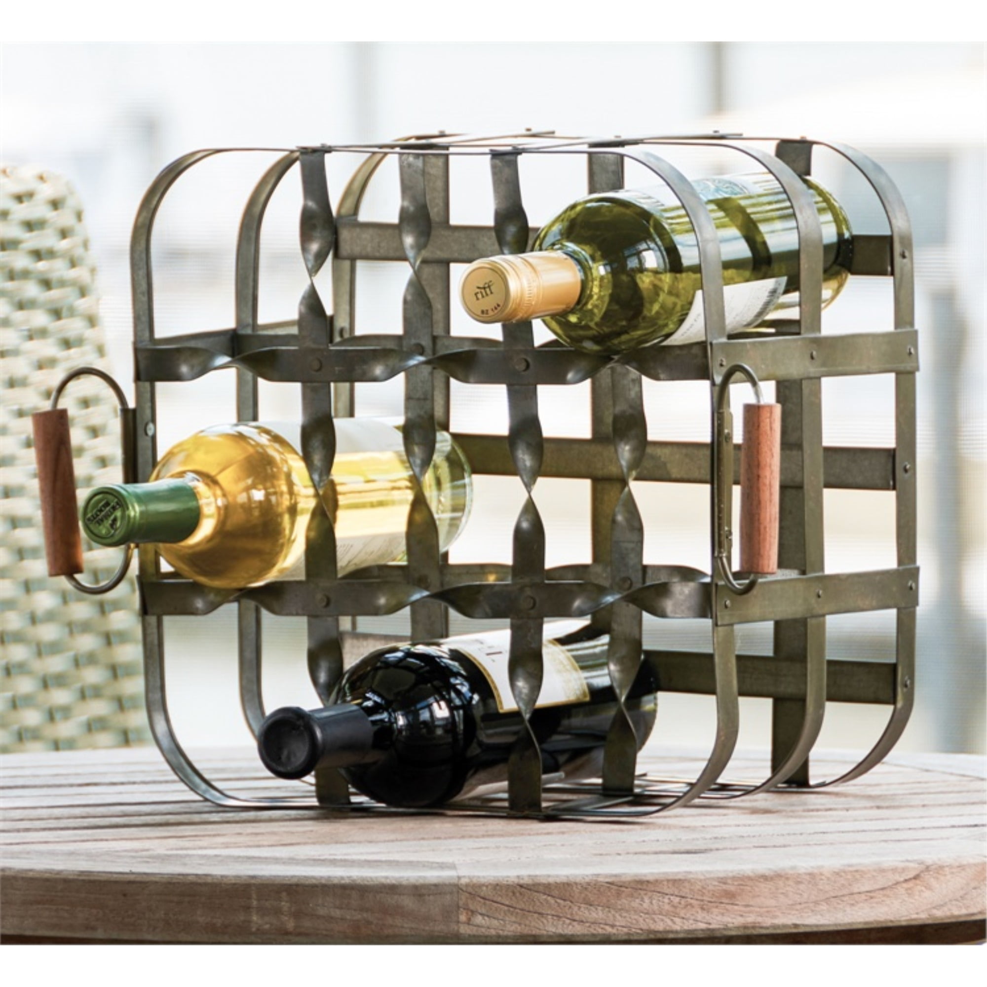 9 BOTTLE MTL CRATE WINE RACK