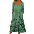 thumbnail image 1 of Robes pour Femmes Mode Décontractée Imprimée Col Boutonné Manches Longues avec Poches Noir L, 1 of 5