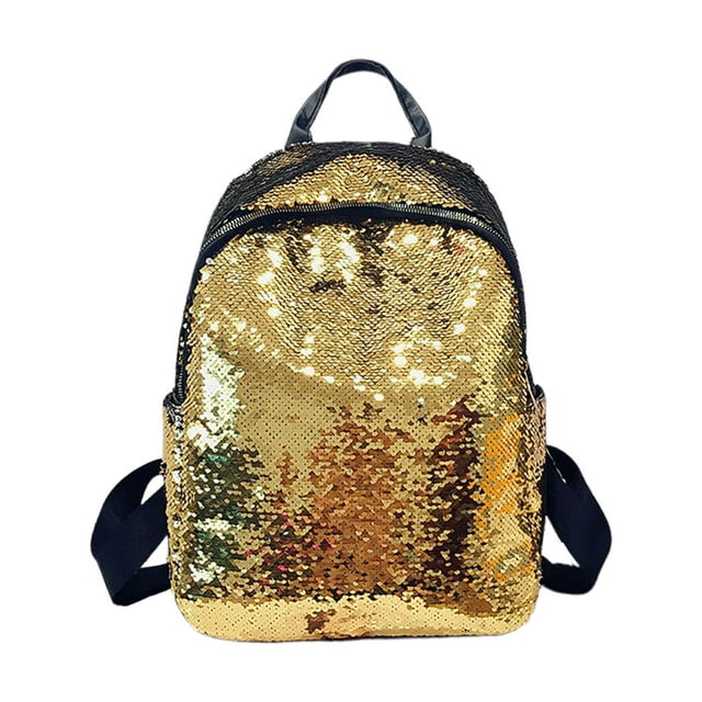 Shisuyan Fashion Sequin PU Backpack Travel Bag Shopping Backpack Casual Pouch for Ladies Girls (Random Color)