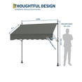 thumbnail image 6 of Manual Retractable Awning, 118 in Patio Awning Exterior Outdoor Sunshade Shelter, Angle & Height Adjustable Sunsetter Retractable Awning UV Protection for Any Window or Door, Grey, 6 of 7