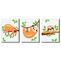 Big Dot of Happiness Let's Hang - Sloth - Nursery Wall Art and Kids Room Decorations - Gift Ideas - 7.5 x 10 inches - Set of 3 Prints