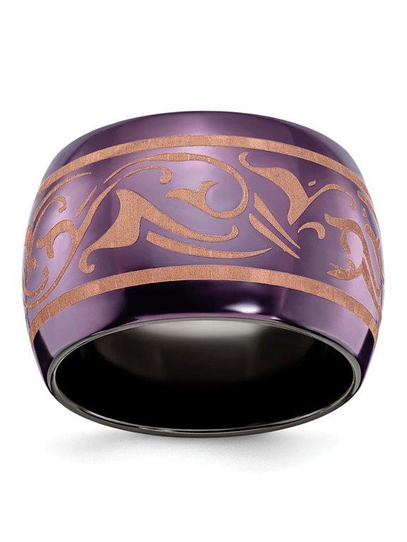 Edward Mirell Black Titanium Domed Anodized Copper Color 16mm Band Size: 8; for Adults and Teens; for Women and Men