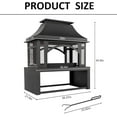 thumbnail image 6 of 39" Fire Pits with Wood Storage for Outside, Large Wood Burning Outdoor Fireplace with Chimney, Mesh Spark Screen & Fire Poker, Idea for Backyard, Patio, Party, Camping, Picnic, 6 of 6