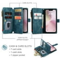 thumbnail image 4 of TECH CIRCLE for iPhone 17 Pro Max Leather Flip Wallet Case, Multifunction Premium PU Leather Zipper Flip Shockproof Case Built-in [Magnetic Closure][Kickstand][Card Slots][Wrist Strap],Blue, 4 of 8