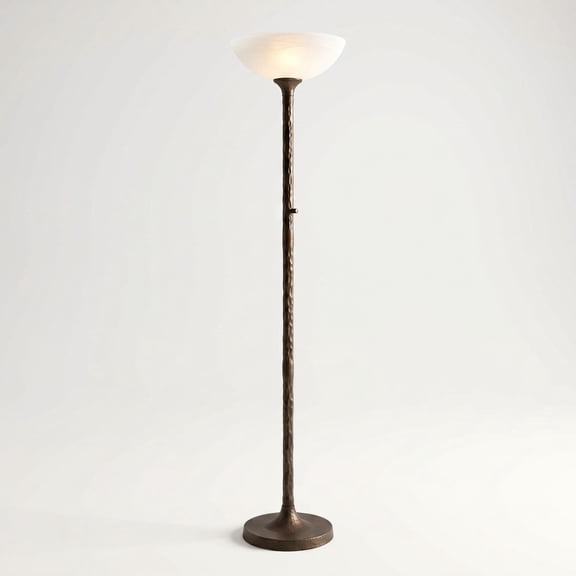 Franklin Iron Works Tucson 71 1/4"H Hammered Bronze Alabaster Glass Torchiere Floor Lamp