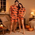 thumbnail image 6 of Halloween Sleepwear, Halloween Couple Matching Pajamas Set, Orange Red Bat Short Sleeve Loungewear, Crop Top & Shorts Sleepwear, Soft Cozy Spooky Season Holiday Nightwear for Summer Home Wear, L, 6 of 6