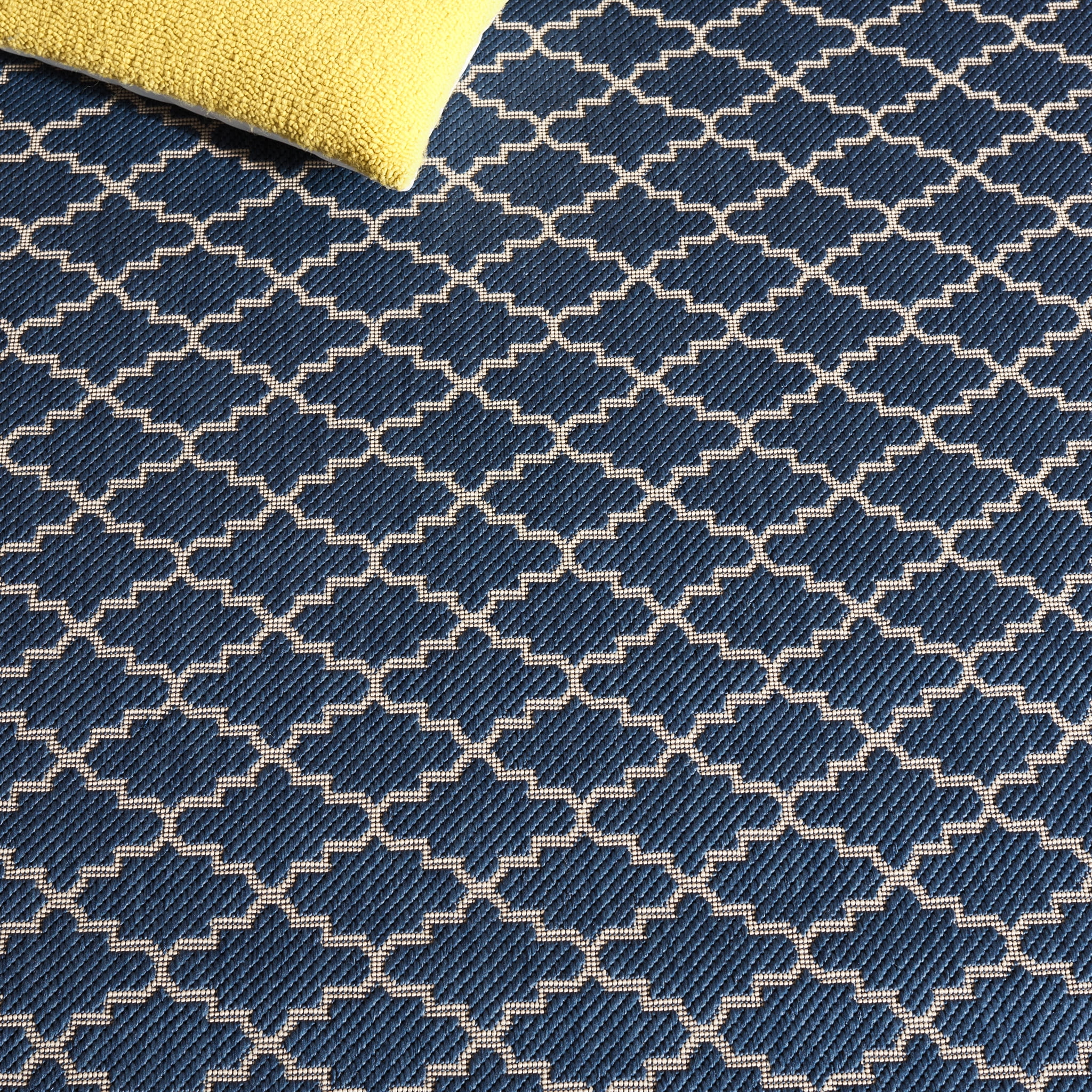 Safavieh Courtyard Hilbert Geometric Indoor/Outdoor Runner Rug, Blue/Beige, 2'3" x 14'