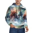 thumbnail image 2 of Kdxio Ink Style Wave Dragon Print Mens Casual Hooded Collar Drawstring Hoodies Pullover Sweatshirts Casual Long Sleeve Shirts-Medium, 2 of 7