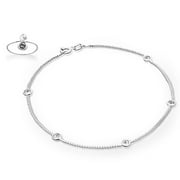 Sterling Silver Crystal Anklet and Toe Ring Set