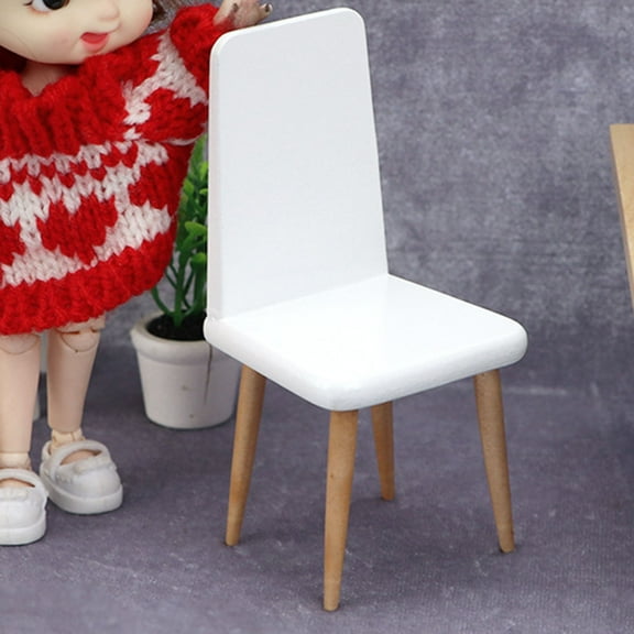 Joernso Dollhouse Chair Multi-purpose Good Craftsmanship Wood Dollhouse Modern Style Chair for 1/12 Doll House