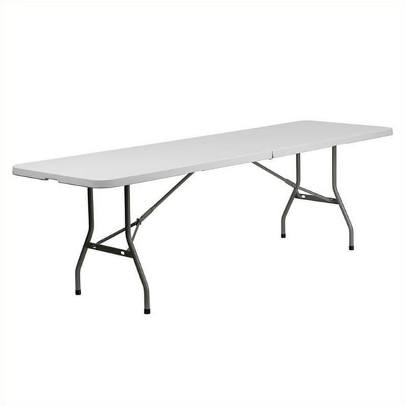 Pemberly Row Plastic Bi Folding Table in White