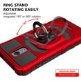 thumbnail image 6 of Ring Kickstand Phone Case for Nokia C100 w/Tempered Glass Screen Protector for Car Mount Hybrid Hard Shockproof Case - Red, 6 of 6