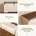 thumbnail image 4 of 60" Farmhouse Shoe Bench with Cushion, Entryway Storage Bench with 2 Sliding Barn Doors, 2 Drawer for Hallway, Living Room, White, 4 of 8