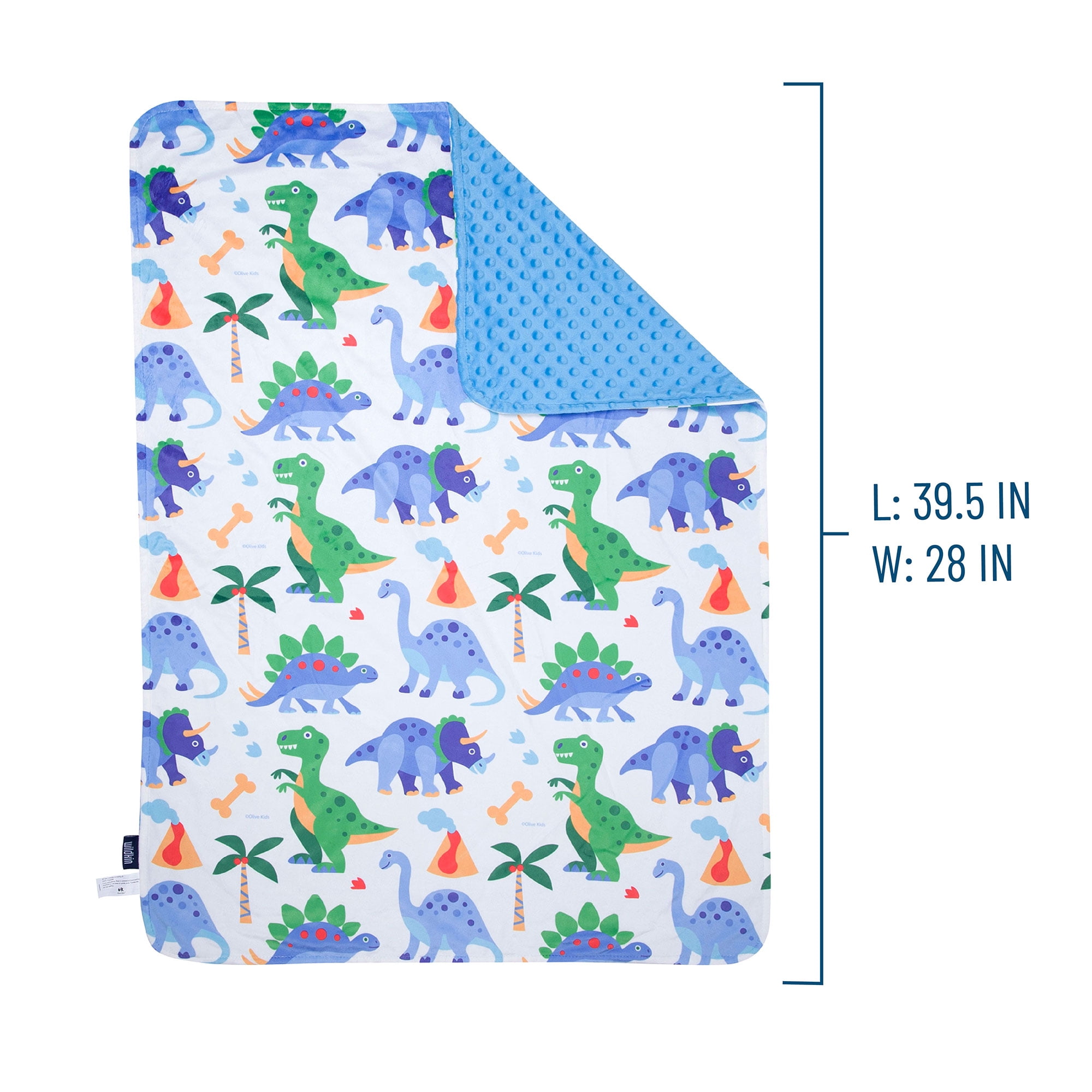 Wildkin Plush Throw Blanket for Toddler Boys and Girls, Ultra-Soft Velour, Double Layer Dotted Backing (Dinosaur Land)
