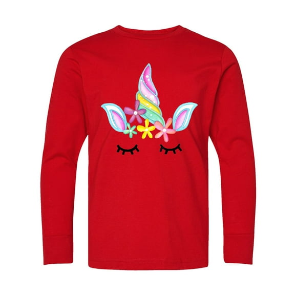 Inktastic Unicorn Face Long Sleeve Youth T-Shirt