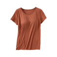 thumbnail image 2 of VLOOCKLW Women's Modal Built-in Bra Padded Active Camisole Short Sleeves Pajama Casual Tops T-Shirt Camisole, 2 of 9