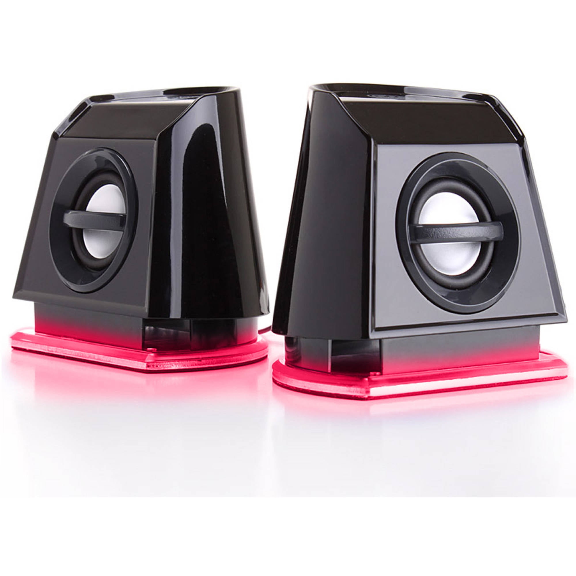 GOgroove BassPULSE 2MX Computer Speakers with Red LED Accents, USB