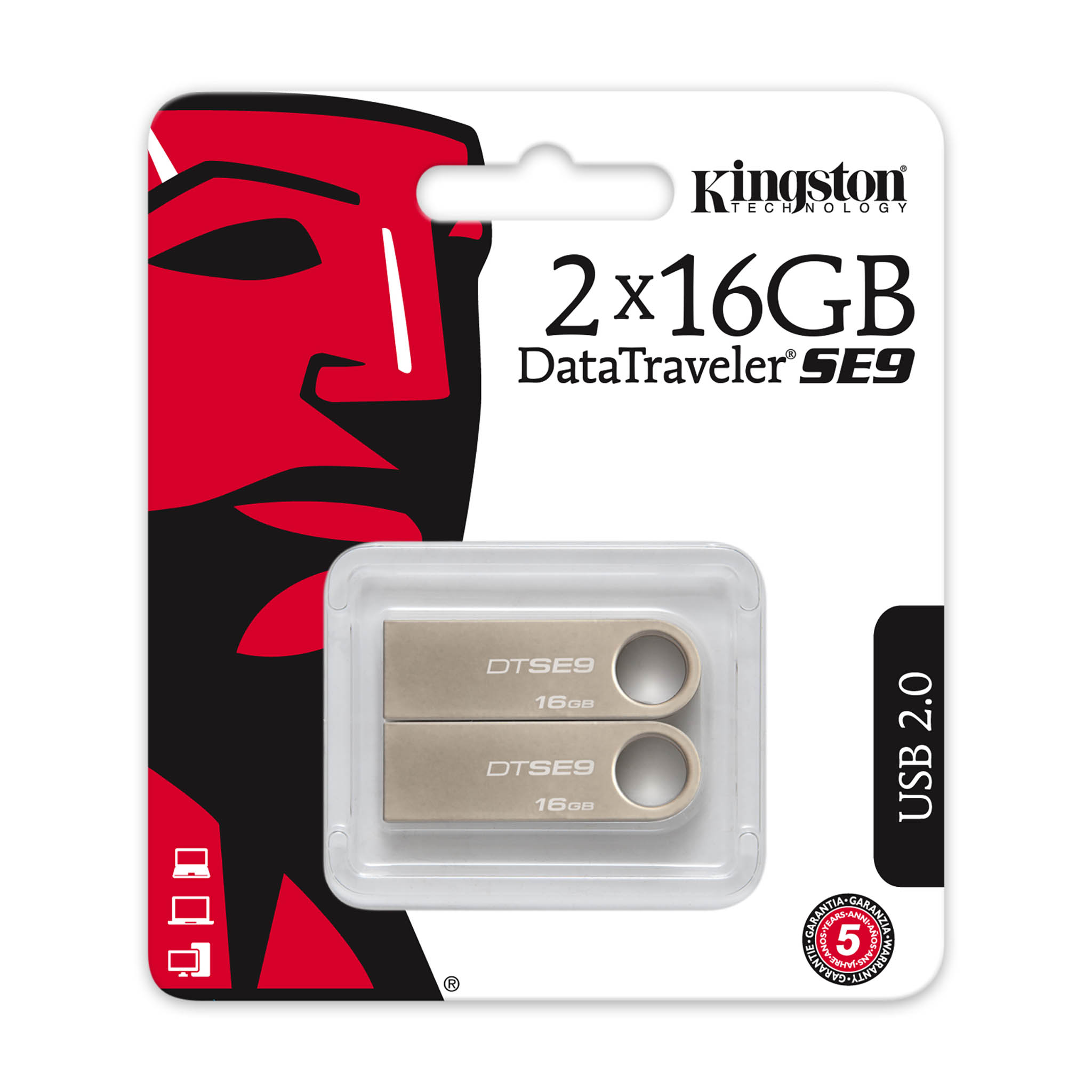Kingston 16GB USB 2.0 DataTraveler SE9 Metal casing 2 Pack (DTSE9H/16GB