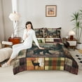 thumbnail image 4 of Feelyou Farmhouse Bear Men Queen Comforter Set, Reindeer Moose Elk Bedding Sets, Vintage Western Patchwork Reversible Bedding Comforter Set, Super Cozy Room Decor, 3 Pieces, 4 of 8