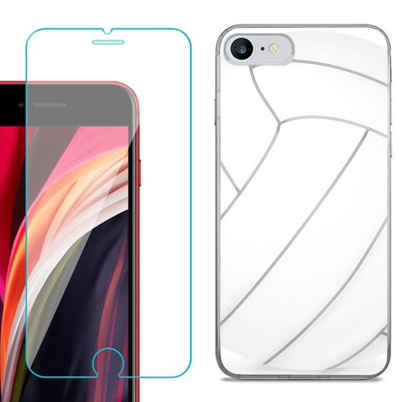 Slim-Fit Fashion Gel Phone Case for iPhone SE 2022, with Tempered Glass Screen Protector, by OneToughShield ® - Volleyball