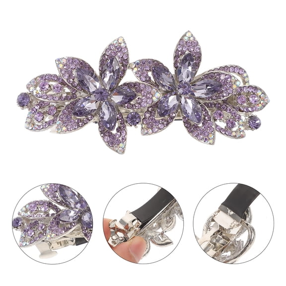 WHAMVOX Purple Decorative Flower Hairpin with Rhinestone for Women Great for Prom Party or Wedding