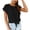 Black, variant on Workout Tops Woman Summer Yoga Athletic Shirts Cap Sleeve Tie Bow Loose Fit Gym Muscle Shirt