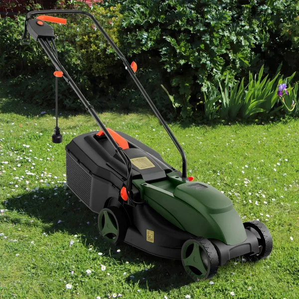 12-AMP 13.5 Inch Adjustable Electric Corded Lawn Mower with Collection Box