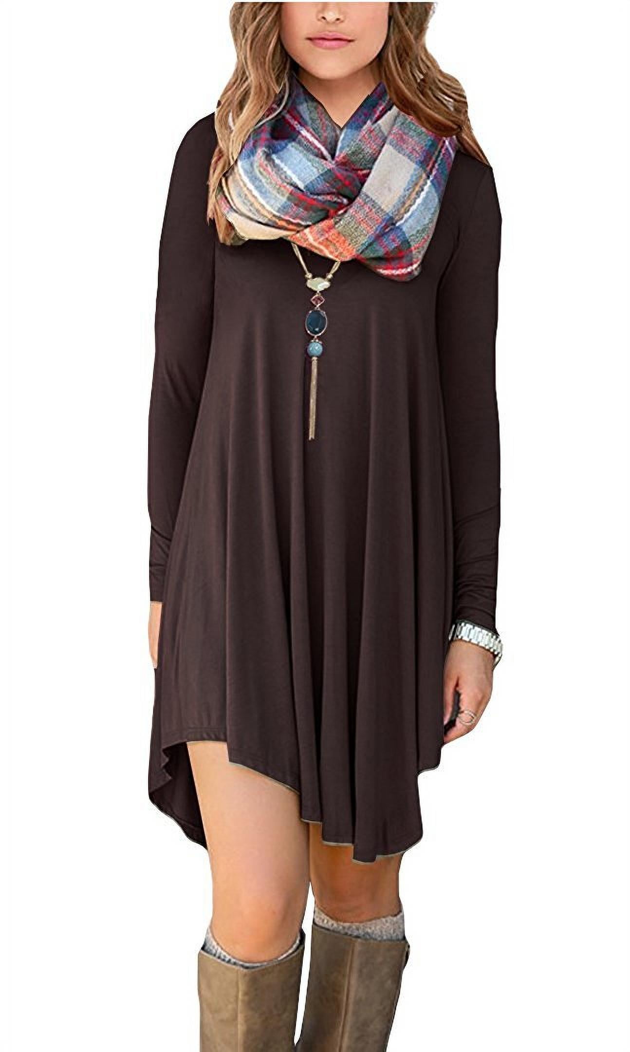women's long sleeve casual loose t shirt dress Women's Long Sleeved T-shirt Dress Loose Round Neck Casual Maxi Dresses