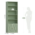 thumbnail image 6 of Hiphuta 81.5" Tall Bookcase with Doors, 5-Tier Bookshelves with Storage, 23.6"W Display Shelf with 2 Doors for Home Office, Living Room, Green, 6 of 7