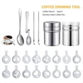 thumbnail image 4 of 22 Piezas Plantillas de Decoración de Café Reutilizables Pluma para Tallar Café Pluma de Arte Latte Portátil Herramienta de Molde para Café Cuchara Aguja de Café, 4 of 10