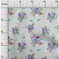 thumbnail image 1 of oneOone Georgette Viscose Grayish Blue Fabric Leaves & Watercolor Flower Floral Diy Clothing Quilting Fabric Print Fabric By Yard 42 Inch Wide, 1 of 4