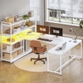 thumbnail image 7 of 63" Reversible U Shaped Computer Desk with 5-tier Bookshelf,Home Office Desk with LED Lights, 7 of 7