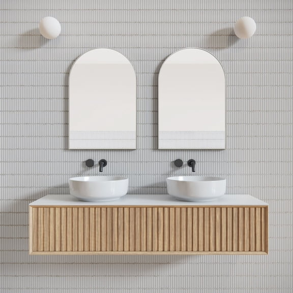 Glass Warehouse Sf-Arc-20X30 Kira 20" W X 30" H Contemporary Arched Framed Bathroom Wall