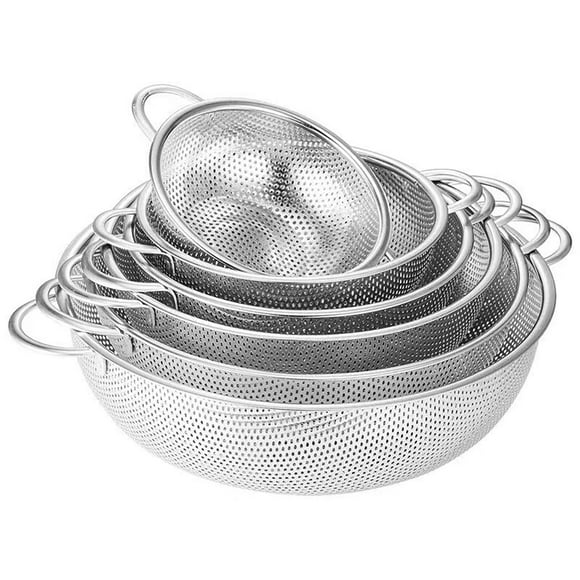 EGNMCR Stainless Steel Draining Basket Washing Vegetable Basket Dense Hole Basket Washing Rice Sieve(6PCS) dish basin
