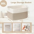 thumbnail image 3 of PrimeCook Shop Extra Large Woven Blanket Basket, 23.6" x 15.7" x 13.8" Storage Organizer for Blankets, Toys, Dirty Clothes, Rectangle Cotton Rope Basket for Living Room, Nursery, Bedroom, 3 of 14