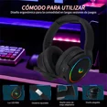 thumbnail image 3 of Audífono gamer inalámbrico Huo Ji X7 negro con luz rgb LED, 3 of 8