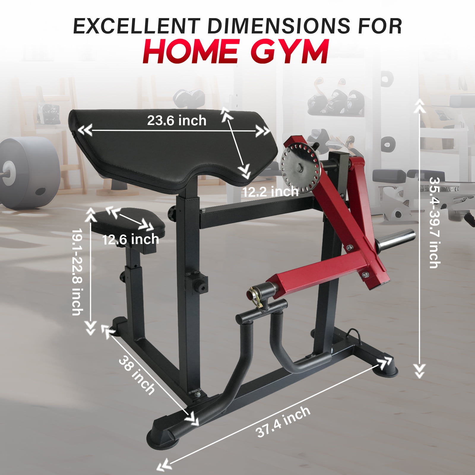 HeeH 2-in-1 Bicep Curl & Tricep Extension Machine - Arm Workout Bench for Home Gym (Red)